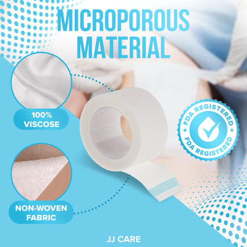 JJ CARE Micropore Tape 1” x 10 Yards - Breathable Paper Tape Medical Use, Latex-Free Paper Surgical Tape, Individually Boxed Paper Bandage Tape Rolls